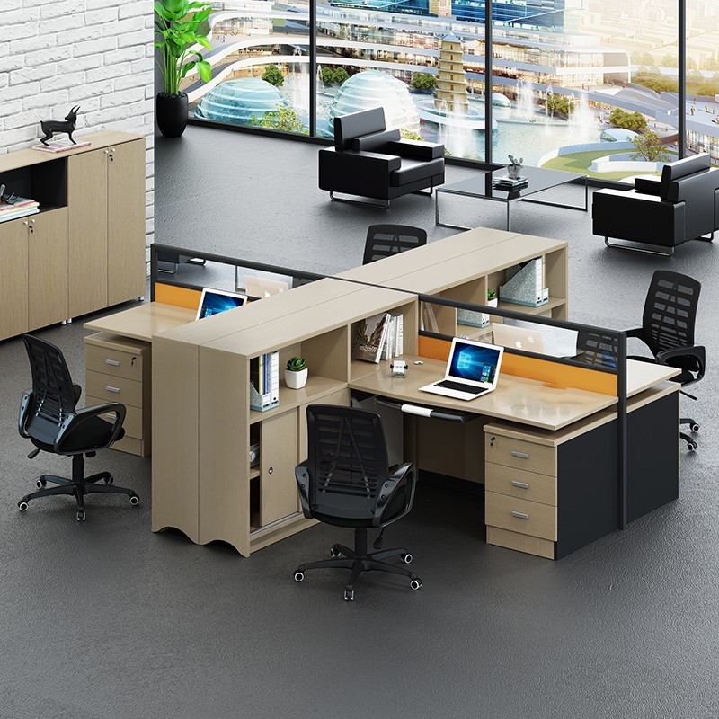 办公家具办公桌组合屏风工作位 十字型四人位 含椅